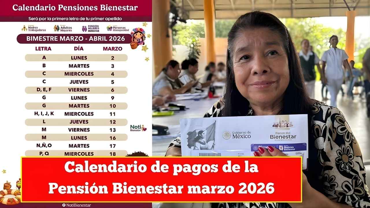 Calendario de pagos de la Pensión Bienestar marzo 2026